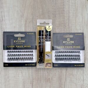 Eylure Luxe Faux Mink Mega Volume Lash Clusters 2pk + 7 Day Bond & Remover NEW